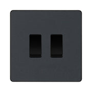 BG Evolve Matt Grey 2 Gang Intermediate Custom Grid Light Switch by British General (BG-Evolve-MG-2G-CUSTOM-2x INT SWITCH)