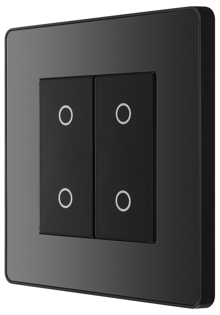 PCDBCTDM2B Side - This Evolve Black Chrome double master trailing edge touch dimmer allows you to control your light levels and set the mood.