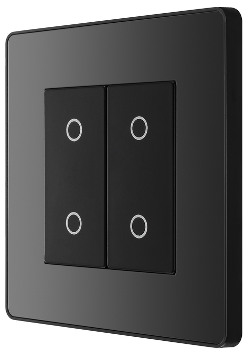 PCDBCTDM2B Side - This Evolve Black Chrome double master trailing edge touch dimmer allows you to control your light levels and set the mood.