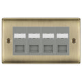BG Nexus Antique Brass 4 Gang RJ45 CAT6 Data Socket Grey Inserts