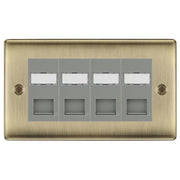 BG Nexus Antique Brass 4 Gang RJ45 CAT6 Data Socket Grey Inserts by British General (BG-NABRJ454C5EG)
