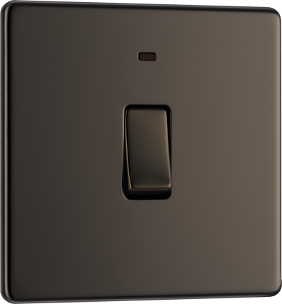 BG FBN31 Nexus Screwless Flat-Plate Single Switch Black Nickel Neon 2 Way 20A