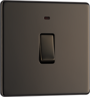 BG FBN31 Nexus Screwless Flat-Plate Single Switch Black Nickel Neon 2 Way 20A by British General (BG-FBN31-Shopify-SA_1)