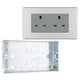BG Screwless Brushed Steel 13A Flatplate Double Socket Unswitched FBS24G with 25mm Steel Back Box