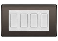 BG Nexus Black Nickel 4 Gang 20AX 2-Way Switch Custom Grid - White Insert