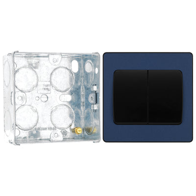 BG Evolve Matt Blue 2G Wide Rocker Light Switch PCDDB42WB with 35mm Steel Back Box