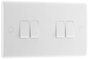 BG 844 Moulded Round Edge | White | 4 Gang 10AX 2 Way Plate Switch by British General (BG-844)
