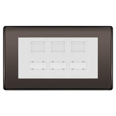 BG Nexus Black Nickel 3 Gang RJ45 CAT6 Data Socket White Inserts by British General (BG-NBNRJ453C5EW)