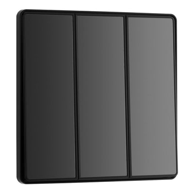 BG Evolve Black Chrome 2 Way Triple Edge to Edge Rocker Switch PCDBC43EB with 35mm Steel Back Box