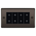 BG Nexus Black Nickel Quad Master Touch Dimmer Switch Black Inserts NBNTDM4B