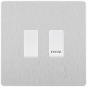 BG Evolve Brushed Steel 2G Grid Switch Kit – 20A 2-Way & Retractive Press Module by British General (BG-Evolve-BS-2G-1x2Way-1xPress)