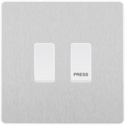 BG Evolve Brushed Steel 2G Grid Switch Kit – 20A 2-Way & Retractive Press Module by British General (BG-Evolve-BS-2G-1x2Way-1xPress)