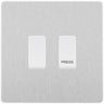 BG Evolve Brushed Steel 2G Grid Switch Kit – 20A 2-Way & Retractive Press Module by British General (BG-Evolve-BS-2G-1x2Way-1xPress)