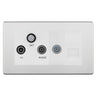 BG Screwless Brushed Steel TV/FM/SAT + Return & 1 Gang Tel - Screened Triplex Socket FBS68W by British General (BG-FBS68W)