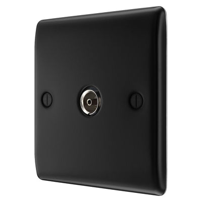 BG Nexus Matt Black Single Coaxial Socket NFB60 with 35mm Steel Back Box