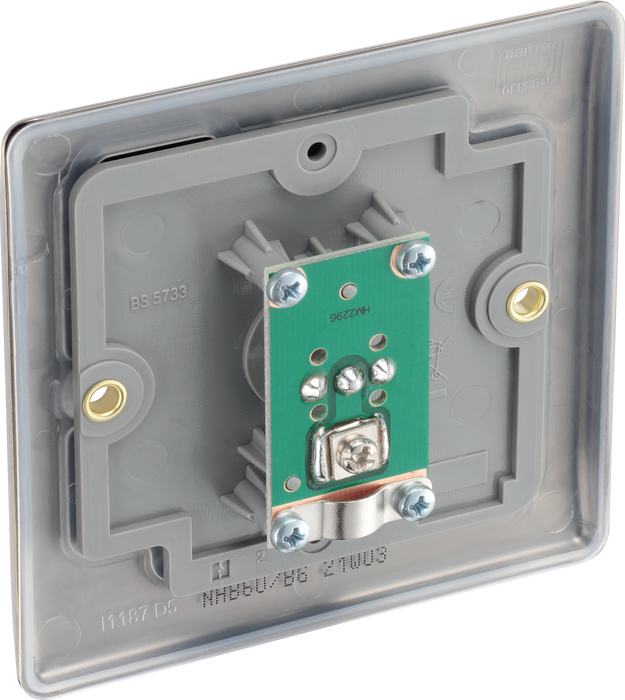 NAB60 Back - This single coaxial socket from British General can be used for TV or FM aerial connections.