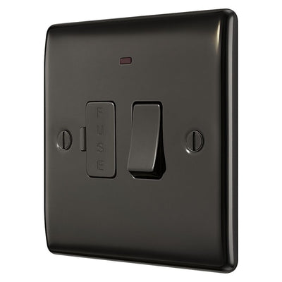 BG Nexus Black Nickel 13A Neon Switched Fused Connection Unit NBN52 with 35mm Steel Back Box