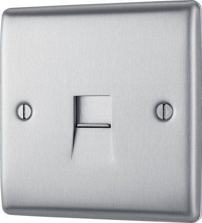 NBSBTS1 Front - This secondary telephone socket from British General uses a screw terminal connection and should be used for an additional telephone point which feeds from the master telephone socket.