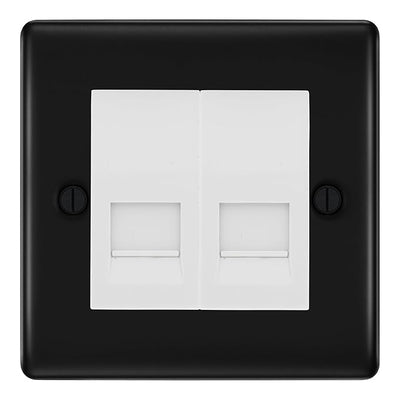 BG Nexus Matt Black Double IDC Secondary Telephone Socket - White Insert by British General (BG-NFBBTS2W)