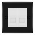 BG Nexus Matt Black Double IDC Secondary Telephone Socket - White Insert
