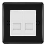 BG Nexus Matt Black Double IDC Secondary Telephone Socket - White Insert by British General (BG-NFBBTS2W)