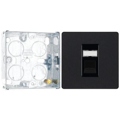 BG Evolve Matt Black RJ45 Cat6 Single Data Outlet PCDMBRJ451B with 25mm Steel Back Box