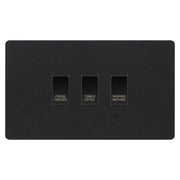 BG Evolve Matt Black Custom Appliance Grid Switch 3 Gang Screwless by British General (BG-EVOLVE-MB-3GANG-APPLIANCE)