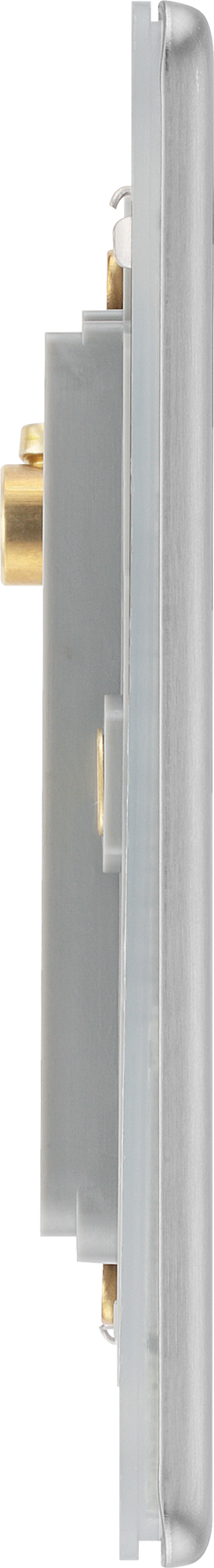 BG Electrical FBSEMS2 Euro Module Screwless Flat-Plate 2 Module Square Front Plate Brushed Steel