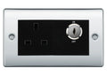 BG Nexus Polished Chrome 13A Double Pole Key Controlled Socket – Black Inserts