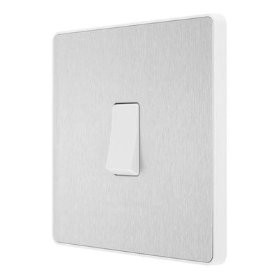 BG Evolve Brushed Steel 1 Gang 20A 16AX 2 Way Light Switch PCDBS12W with 35mm Steel Back Box