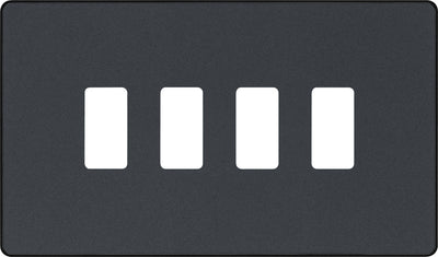BG RPCDMG4B Evolve Grid Matt Grey 4 Module Rectangular Front Plate - Black Trim