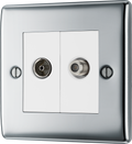 BG NPC65 Nexus Satellite and Co-axial, 2 Gang Satellite Socket Polished Chrome