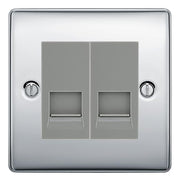 BG Nexus Polished Chrome Double RJ11 Telephone Socket NPCRJ112 - Grey Insert by British General (BG-NPCRJ112G)