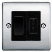 BG Nexus Metal Polished Chrome 20A Double Pole Switch & 13A Fused Spur Plate | Black Insert
