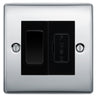 BG Nexus Metal Polished Chrome 20A Double Pole Switch & 13A Fused Spur Plate | Black Insert