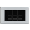 BG Screwless Polished Chrome 3 Gang RJ11 Telephone Socket Euro Module - Black Insert