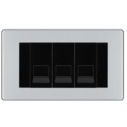 BG Screwless Polished Chrome 3 Gang RJ11 Telephone Socket Euro Module - Black Insert by British General (BG-FPCRJ113B)