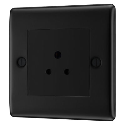 BG Nexus Matt Black 2A Unswitched Round Pin Socket NFB28B with 25mm Steel Back Box