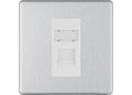 BG Screwless Brushed Steel Single 1 Gang RJ45 Data Socket FBSRJ451W White Insert