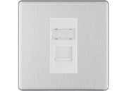 BG Screwless Brushed Steel Single 1 Gang RJ45 Data Socket FBSRJ451W White Insert by British General (BG-FBSRJ451W)