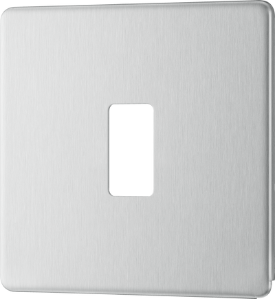 BG RFBS1 Nexus Screwless Grid Brushed Steel 1 Module Front Plate