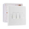 BG Nexus Triple Light Switch 3 Gang 10AX White & 32mm Pattress Back Box