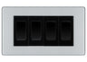 BG Polished Chrome Screwless 4 Gang Intermediate Light Switch Custom Grid - Black Insert by British General (BG-SCRL-PC-4G-Combo-4x INT-BL)