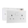 BG Nexus 13A Single Pole Double Socket White & 32mm Pattress Back Box by British General (BG-822+892)