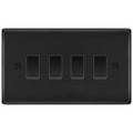 BG Matt Black 4 Gang Switch 3x Intermediate 1x 2 Way Light Switch Custom Grid