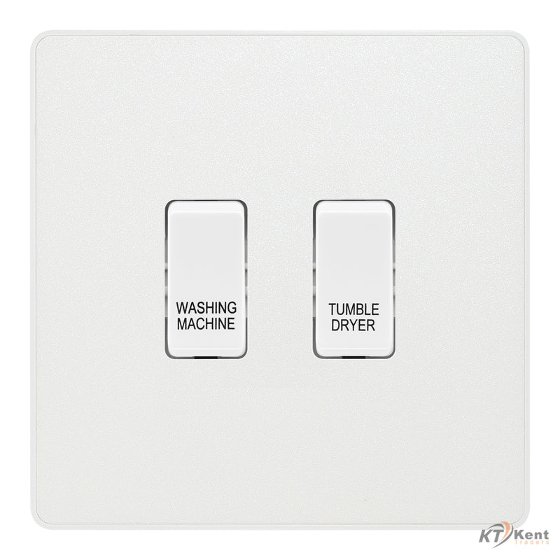BG Evolve Pearlescent White Custom Appliance Grid Switch 2 Gang Screwless