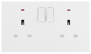 BG 926 Moulded Square Edge | White | 2 Gang 13A 1 Pole Neon Switched Socket by British General (BG-926)
