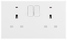 BG 926 Moulded Square Edge | White | 2 Gang 13A 1 Pole Neon Switched Socket by British General (BG-926)