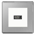 BG Nexus Screwless Brushed Steel HDMI Socket White insert