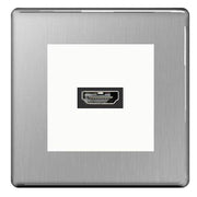 BG Nexus Screwless Brushed Steel HDMI Socket White insert by British General (BG-EMHDMIW+FBSEMS2)